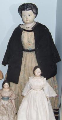 Doll, Gutta Percha, Leather Arms And Legs, Black Cape