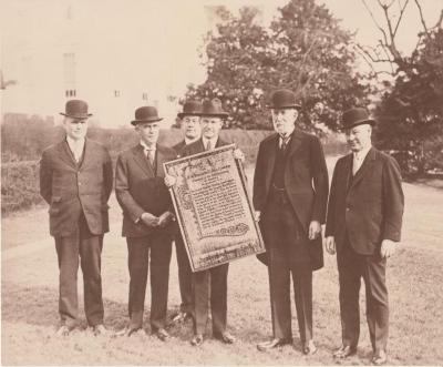 Photograph, 100th Furniture Market, Presentation Of Invitation To Calvin Coolidge, President Of The United States In 1928