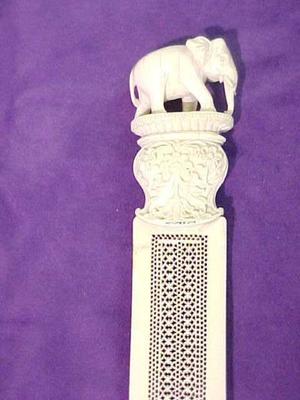 Carved Ivory Dagger With Pierce Carving And Elephant Handle