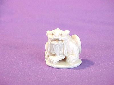 Netsuke, Carved Ivory Figurine, 'male Dog Of Fo'