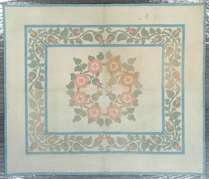 Kit Quilt,appliqued, Center Rose Medallion With Rose Bud Border