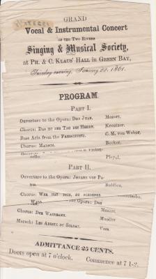 Handbill, Two Rivers Singing &amp; Musical Society 
