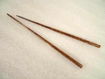 Chopsticks, Pair, Lacquered Brown