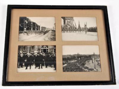 Four Photographs, Woodrow Wilson and American Soldiers Marching in Victory Parade, Paris 1919
