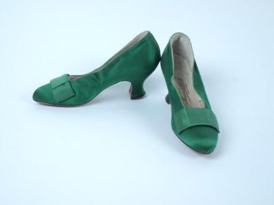 Green Silk Heels With Bows From Marshall Field Co