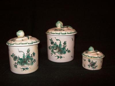 Faience Jars, Marked 'vp' (veaux Perrin), With Lids (3)