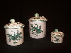 Faience Jars, Marked 'vp' (veaux Perrin), With Lids (3)
