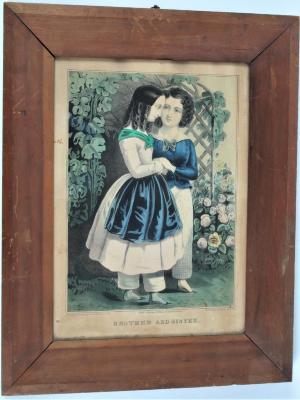 Hand-colored Lithograph, Brother And Sister, by E B. and E.C. Kellogg