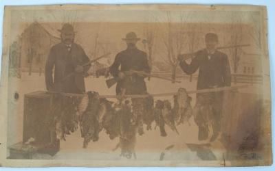 Photograph, Three Hunters, Sokup, Thompson, Gould, January 1886, Grattan, Mi
